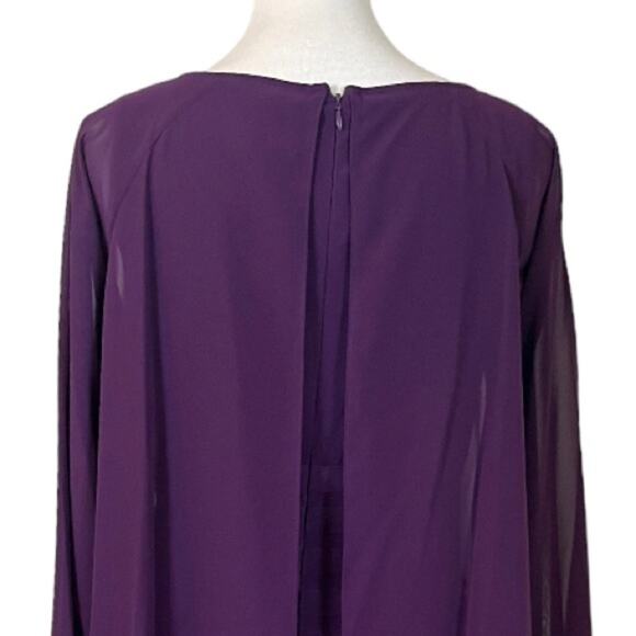 Adrianna Papell NEW Poncho Banded Dress Cocktail Tiered Chiffon Women’s Size 8 - Picture 11 of 14